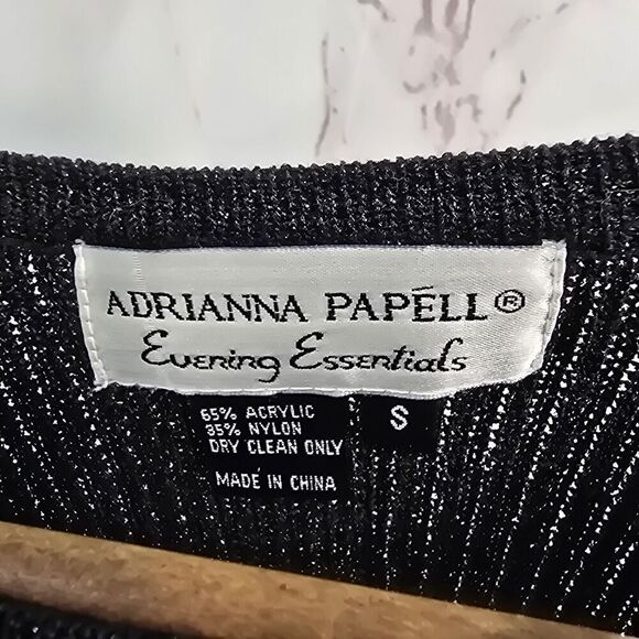 Adrianna Papell Cardigan Womens Small Black Sparkle Shimmer Metallic Tank Set - Picture 3 of 15